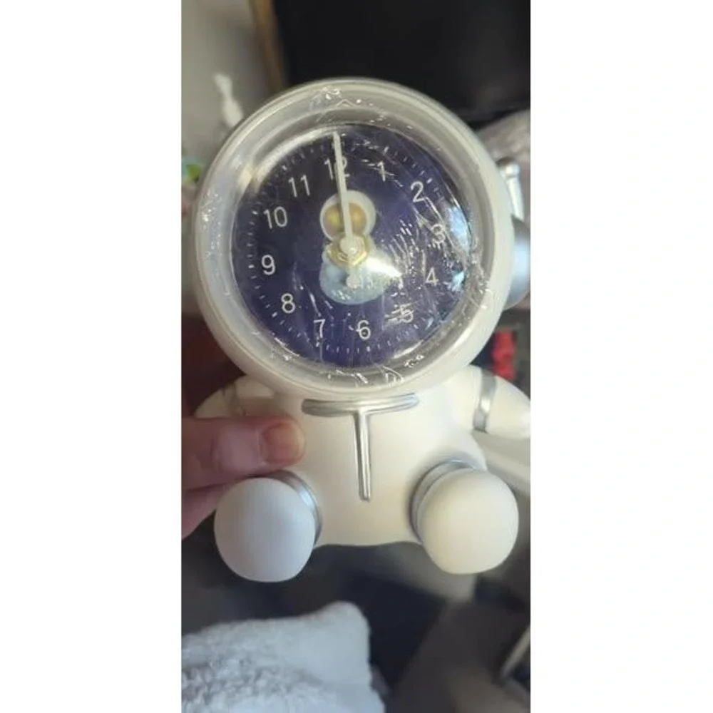 Astronaut Alarm Clock and Piggy Bank White Silver Space Man Desk Decor KIDS ROOM